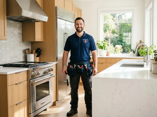 Appliance Repair Hero technician in a Burlington, IL kitchen after an appliance repair